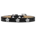 Mirage Pet Products Silver Flower Widget Dog CollarBlack Ice Cream Size 12 632-1 BK12